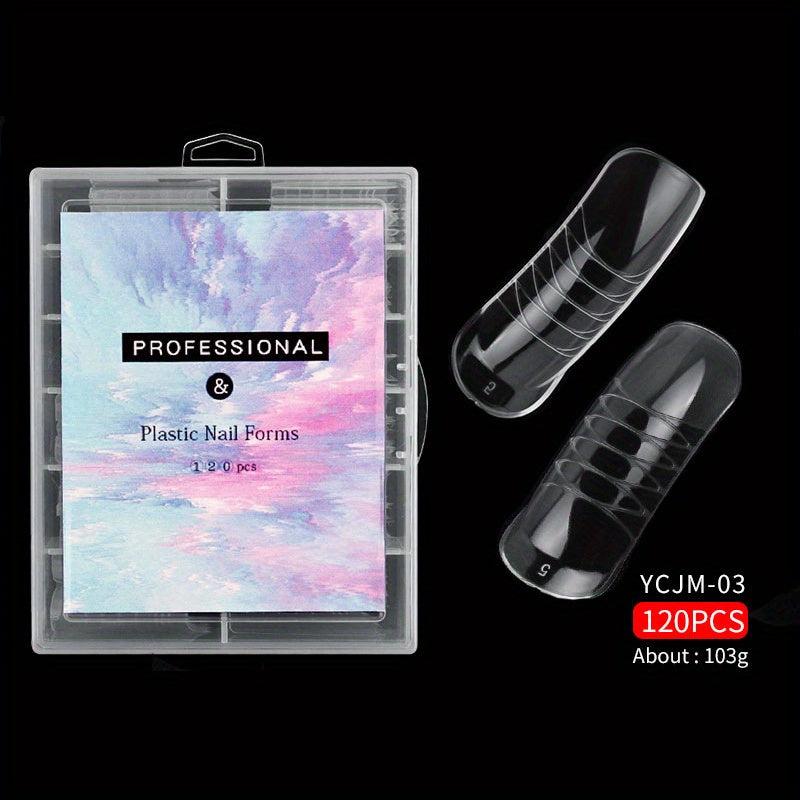 120pcs Clear Gel Nail Forms Extension Mold for DIY Nail Art and False Nails Tips