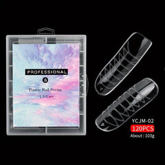 120pcs Clear Gel Nail Forms Extension Mold for DIY Nail Art and False Nails Tips