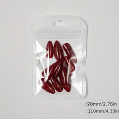 24pcs Red Glitter Press On Nails Full Cover False Nails for Women Glossy