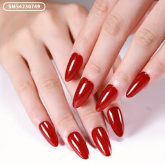 24pcs Red Glitter Press On Nails Full Cover False Nails for Women Glossy