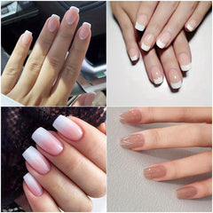 96 pcs Mixed Nude Pink Gradient French Tip Press On Nails Set with Adhesive Tabs