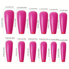 24pcs Pure Rose Pink Long Coffin Press On Nails Full Coverage