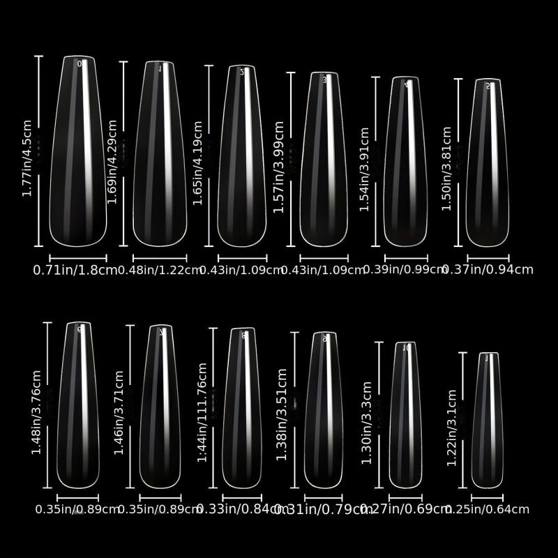 Long Ballerina Acrylic Nails 120Pcs XXL Size False Tips With Box