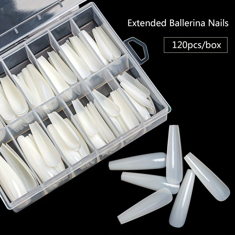 Long Ballerina Acrylic Nails 120Pcs XXL Size False Tips With Box