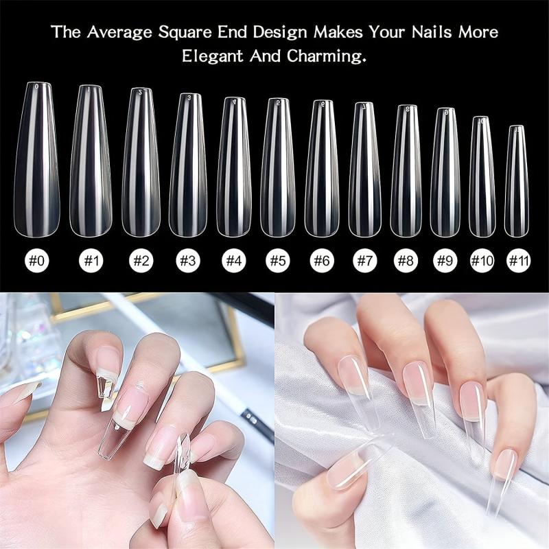 Long Ballerina Acrylic Nails 120Pcs XXL Size False Tips With Box