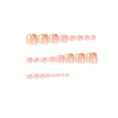 24pcs Yellow Flower Glossy French Tip False Toenails