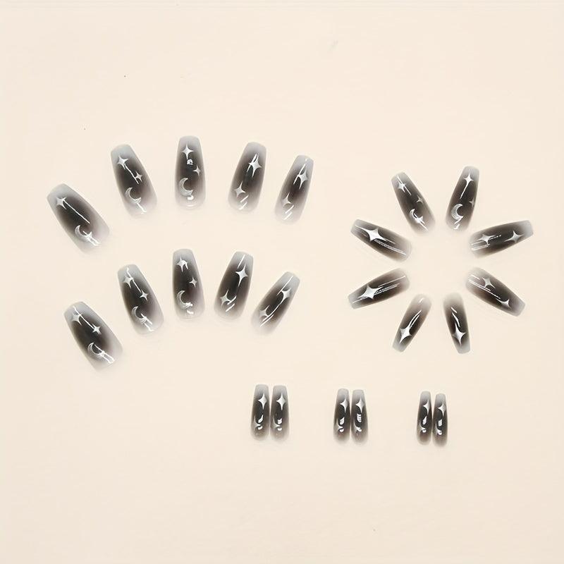 Y2K Gradient Cross Star Full Cover Square Nails