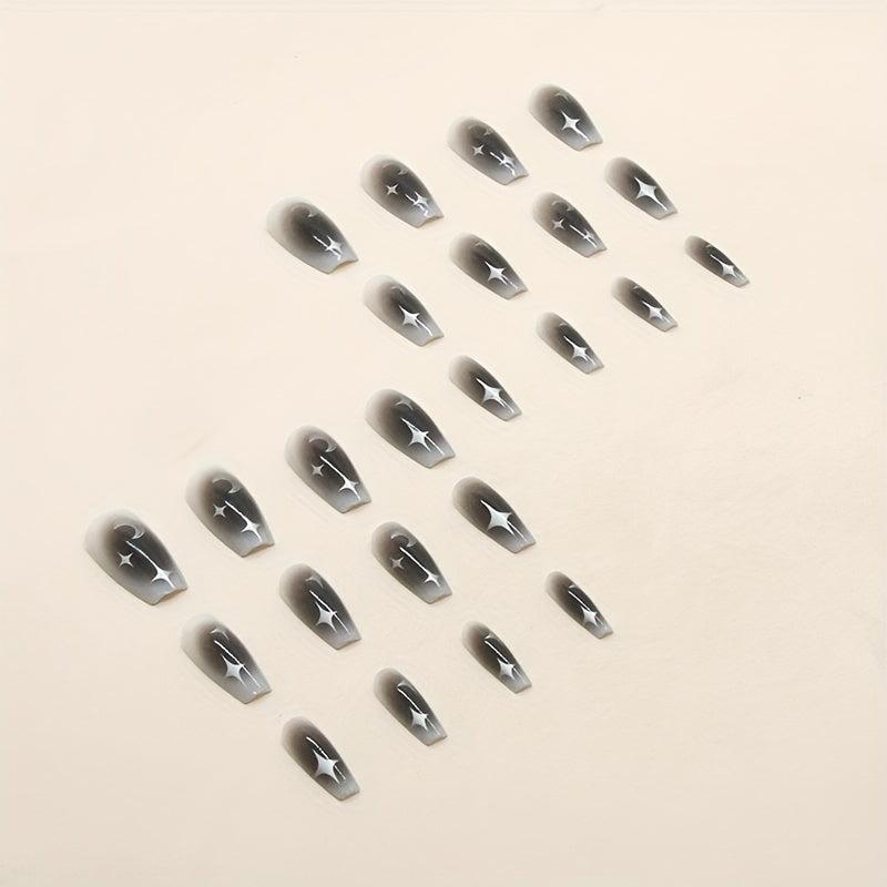 Y2K Gradient Cross Star Full Cover Square Nails