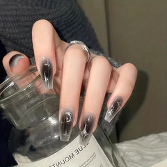 Y2K Gradient Cross Star Full Cover Square Nails