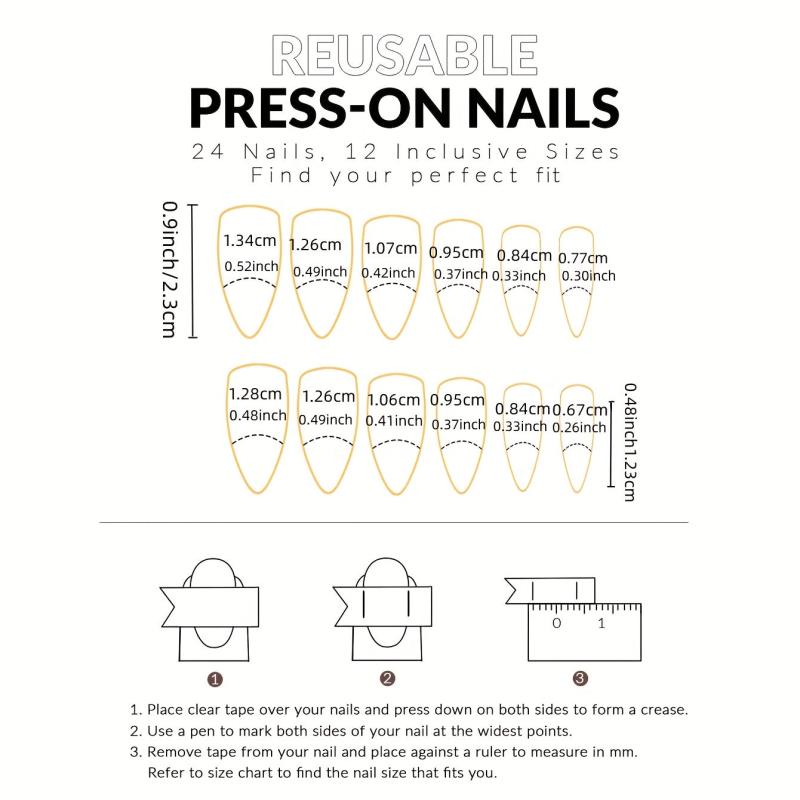 Almond Press On Nails Pink Full Cover False Nails Glitter Designs 24 Pcs
