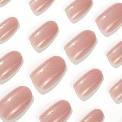 Almond Press On Nails Pink Full Cover False Nails Glitter Designs 24 Pcs