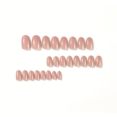 Almond Press On Nails Pink Full Cover False Nails Glitter Designs 24 Pcs