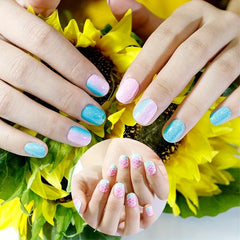 24pcs Cartoon Oval Press On Nails Glossy Acrylic Fingernails DIY Manicure