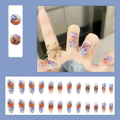 24 Pcs Spring Summer Press On Nails Glossy Acrylic Manicure