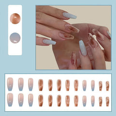 24 Pcs Spring Summer Press On Nails Glossy Acrylic Manicure