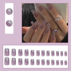 24 Pcs Spring Summer Press On Nails Glossy Acrylic Manicure