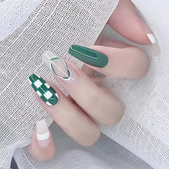 24 Pcs Spring Summer Press On Nails Glossy Acrylic Manicure