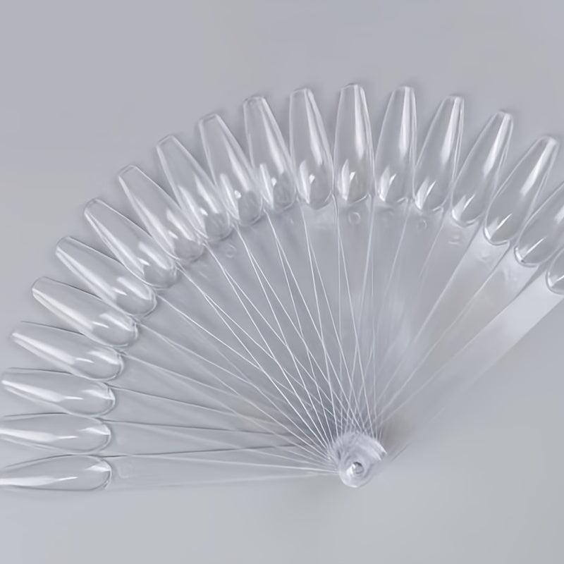 50 Pcs Fan Shape Nail Art Tips Display with Split Ring Holder