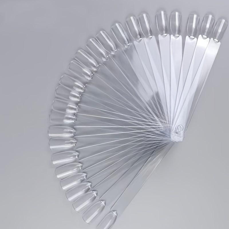 50 Pcs Fan Shape Nail Art Tips Display with Split Ring Holder