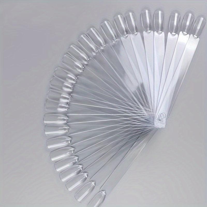 50 Pcs Fan Shape Nail Art Tips Display with Split Ring Holder