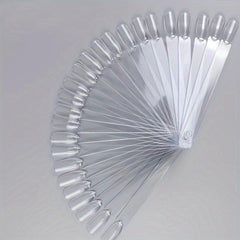 50 Pcs Fan Shape Nail Art Tips Display with Split Ring Holder