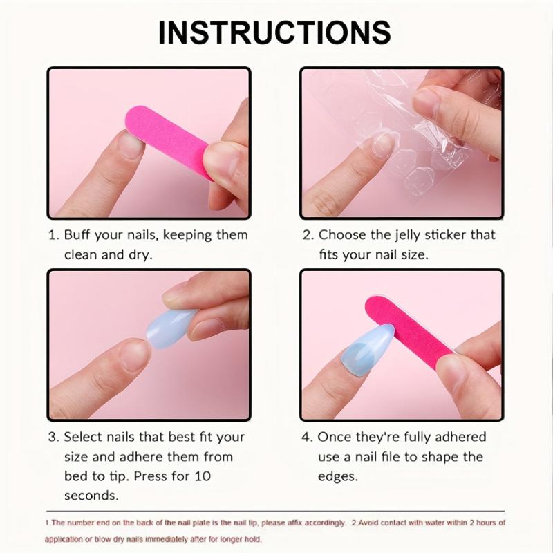 24pcs Rainbow Heart Cloud Press On Nails Glossy Pink False Nails for Women