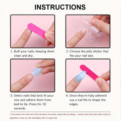 24pcs Rainbow Heart Cloud Press On Nails Glossy Pink False Nails for Women