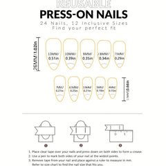 24pcs Glossy Rainbow Flower Press On Nails Full Cover Medium Almond False Nails
