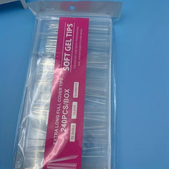 240pcs Clear Acrylic Nail Tips Long Coffin Shape