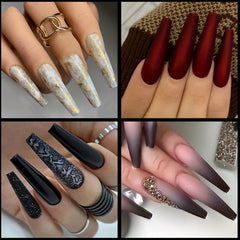 240pcs Clear Acrylic Nail Tips Long Coffin Shape