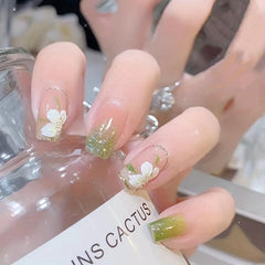 Flower Cat Ballet Press On Nails Rhinestone Set