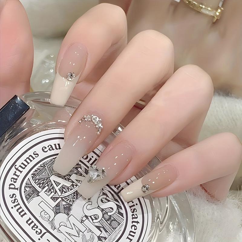 Flower Cat Ballet Press On Nails Rhinestone Set