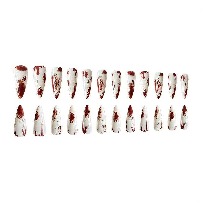 24pcs Halloween Blood Drop Stiletto False Nails