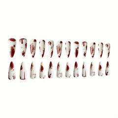 24pcs Halloween Blood Drop Stiletto False Nails