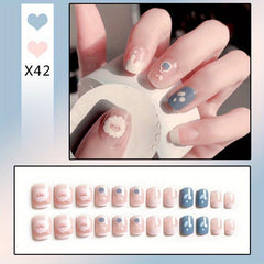 24pcs Press On Nails Short Ballet False Nails French Tip Full Cover Nude Nail