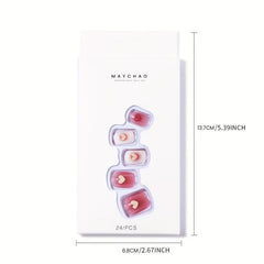 24pcs Press On Nails Short Ballet False Nails French Tip Full Cover Nude Nail