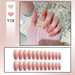 24pcs Press On Nails Short Ballet False Nails French Tip Full Cover Nude Nail