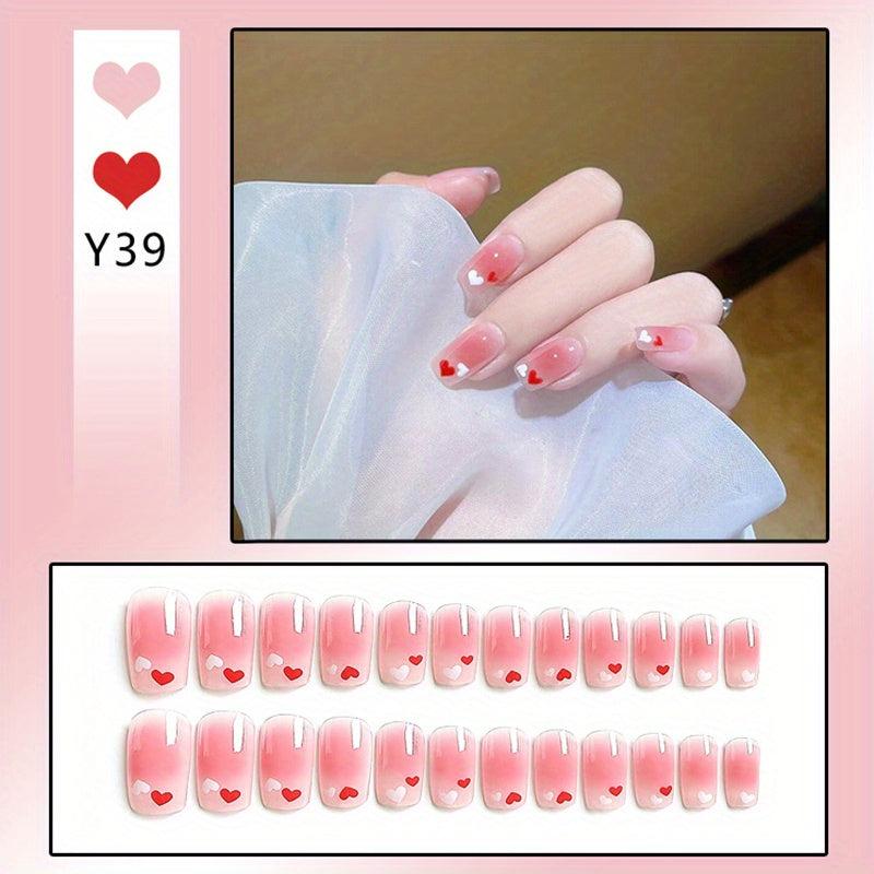 24pcs Press On Nails Short Ballet False Nails French Tip Full Cover Nude Nail