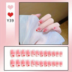 24pcs Press On Nails Short Ballet False Nails French Tip Full Cover Nude Nail