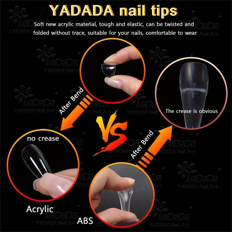YADADA Almond Clear Natural Nail Tips Medium Length 10 Sizes