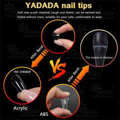 YADADA Almond Clear Natural Nail Tips Medium Length 10 Sizes