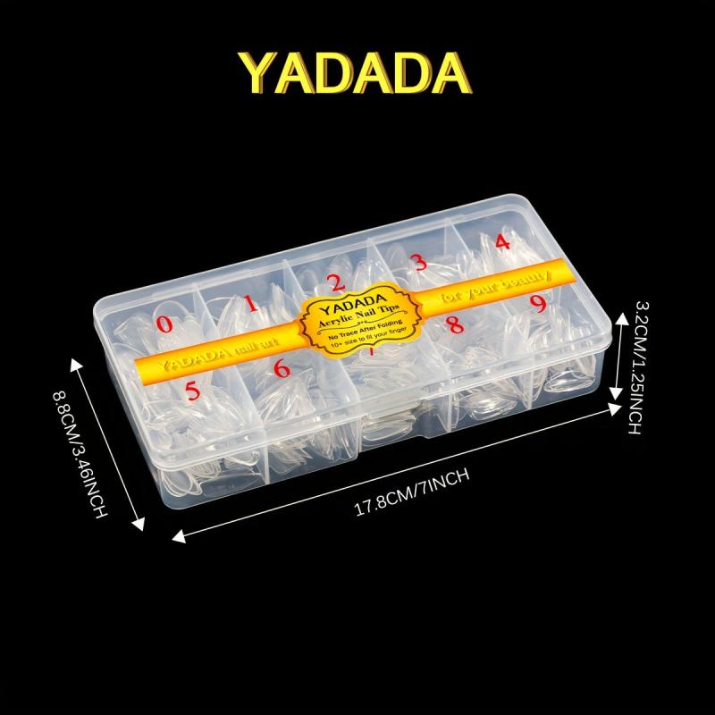 YADADA Almond Clear Natural Nail Tips Medium Length 10 Sizes