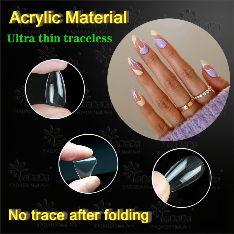 YADADA Almond Clear Natural Nail Tips Medium Length 10 Sizes