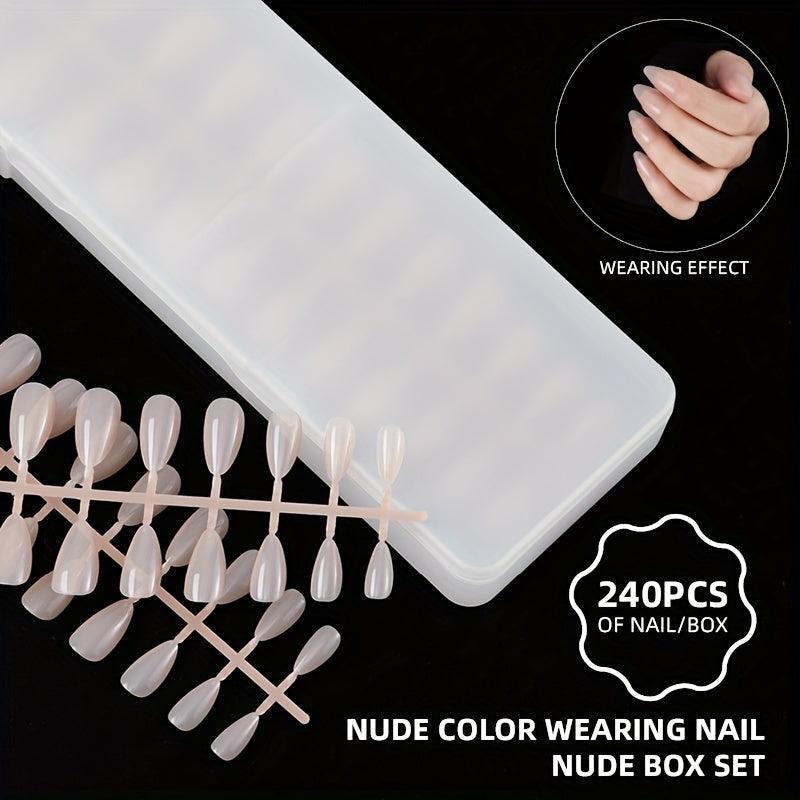 240pcs Soft Gel Nail Tips Nude Pink Acrylic Nail Tips Short Almond Shaped