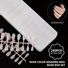 240pcs Soft Gel Nail Tips Nude Pink Acrylic Nail Tips Short Almond Shaped