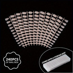 240pcs Soft Gel Nail Tips Nude Pink Acrylic Nail Tips Short Almond Shaped