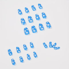 24pcs Glossy French Tip Ballerina Press On Nails, Cloud Long Full Cover Fals