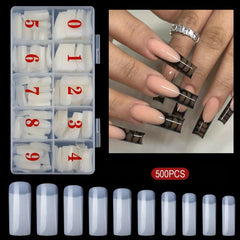 500PCS Half Cover False Nails Tips Acrylic Nail Tips Lady French Style