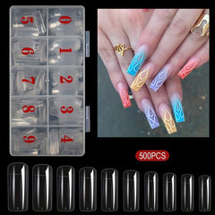 500PCS Half Cover False Nails Tips Acrylic Nail Tips Lady French Style