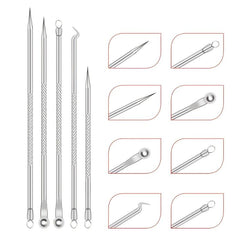 Stainless Steel Acne Clips Cell Clips Acne Needles - 5 Sets